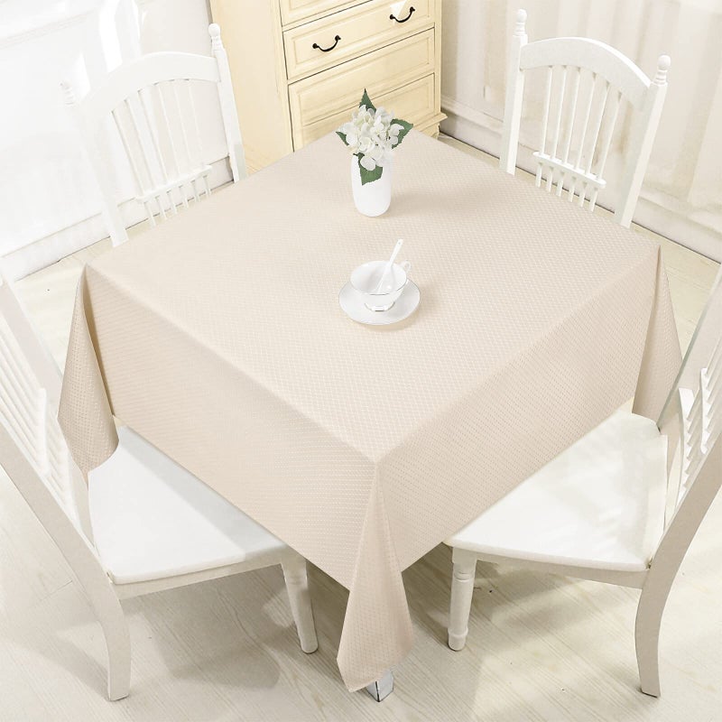 JUCFHY Jacquard Morrocan Rectangle Table Cloth Oil-Proof Spill-Proof and Water Resistance Tablecloth,Decorative Fabric Table Cover for Outdoor and Indoor Use,60 x 104 Inch, Cream - Image 2